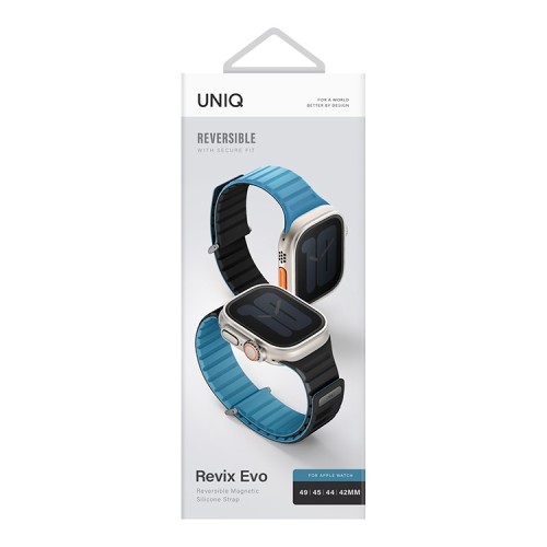 Uniq для Apple Watch 49-46-45-44 mm ремешок Revix EVO reversible Magnetic Pacific Blue/Black
