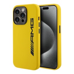 AMG для iPhone 15 Pro чехол Liquid silicone Big Logo Hard Yellow (MagSafe)