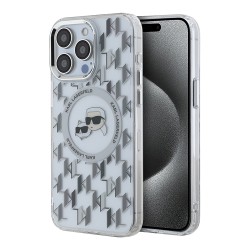 Karl Lagerfeld для iPhone 15 Pro Max чехол PC/TPU Monogram NFT Karl & Choup Metal Cam прозрачный (MagSafe)