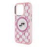 Karl Lagerfeld для iPhone 15 Pro чехол PC/TPU Monogram NFT Karl & Choup Metal Camera Hard Pink (MagSafe)
