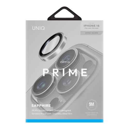 Uniq стекло для iPhone 16 Pro/16 Pro Max OPTIX Camera Lens PRIME Sapphire Stainless steel Silver