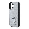 Karl Lagerfeld для iPhone 16 чехол Fixed glitters NFT Choupette метал.значок, серебристый
