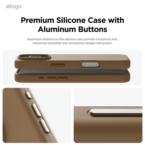 Elago для iPhone 16 Pro Max чехол Soft silicone (Liquid) Brown (MagSafe)