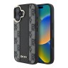 DKNY для iPhone 16 чехол PU Checkered Metal logo Hard Black (MagSafe)