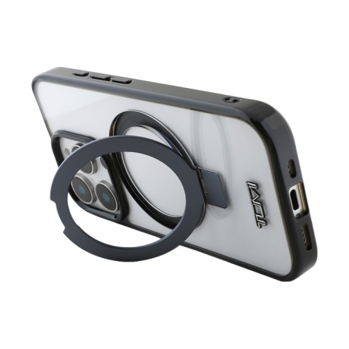 TUMI для iPhone 16 Pro чехол PC/TPU + Aluminium Ring stand Hard Transp/Black (MagSafe)