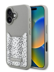 Karl Lagerfeld для iPhone 16 чехол Cardslot PU-кожа зернистая Leopard pocket Grey