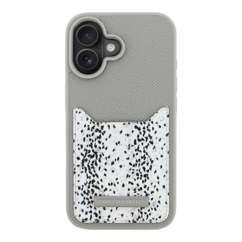 Karl Lagerfeld для iPhone 16 чехол Cardslot PU-кожа зернистая Leopard pocket Grey