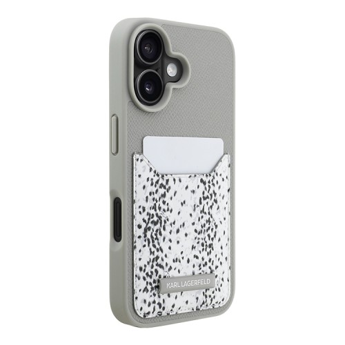 Karl Lagerfeld для iPhone 16 чехол Cardslot PU-кожа зернистая Leopard pocket Grey