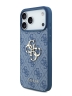 Guess для iPhone 17 Pro Max чехол PU 4G Big metal logo Hard + Pearl Hand Strap Blue