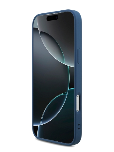Guess для iPhone 17 Pro Max чехол PU 4G Big metal logo Hard + Pearl Hand Strap Blue