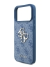 Guess для iPhone 17 Pro Max чехол PU 4G Big metal logo Hard + Pearl Hand Strap Blue