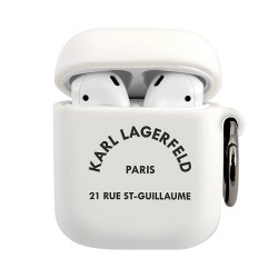 Чехол Karl Lagerfeld Silicone RSG logo с кольцом для Airpods 1/2, белый