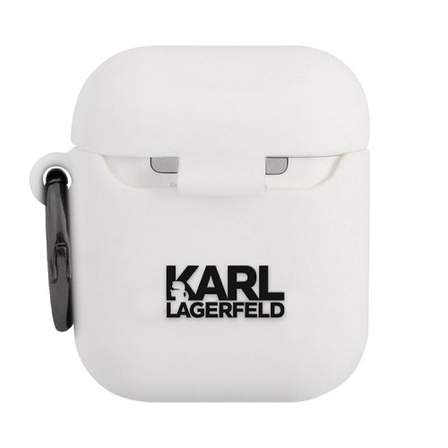 Чехол Karl Lagerfeld Silicone RSG logo с кольцом для Airpods 1/2, белый