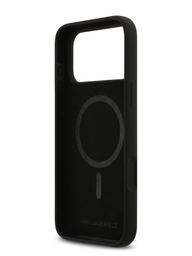 Karl Lagerfeld для iPhone 17 Pro чехол Liquid Silicone Sketch Karl & Choupette Hard Black (MagSafe)