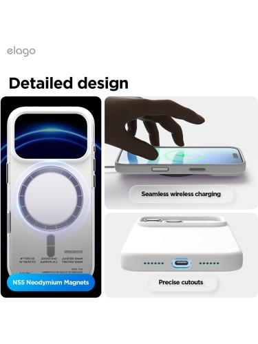 Elago для iPhone 17 Pro Max чехол Magnetic Silicone White (MagSafe)