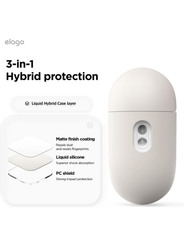 Elago для AirPods Pro 3 чехол Liquid Hybrid Strap case Stone