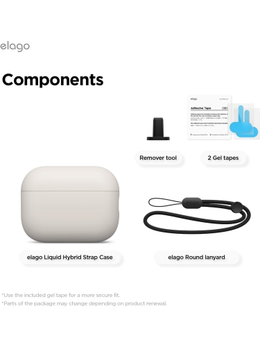 Elago для AirPods Pro 3 чехол Liquid Hybrid Strap case Stone
