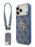 Guess для iPhone 17 Pro Max чехол Crossbody PU 4G Big metal logo Gold camera Hard + Strap Blue
