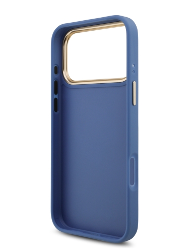 Guess для iPhone 17 Pro Max чехол Crossbody PU 4G Big metal logo Gold camera Hard + Strap Blue