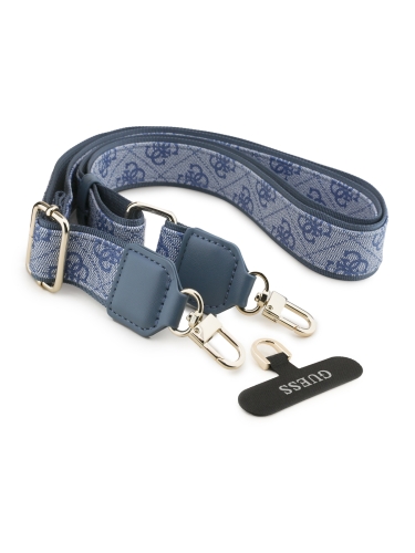 Guess для iPhone 17 Pro Max чехол Crossbody PU 4G Big metal logo Gold camera Hard + Strap Blue