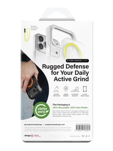 Uniq для iPhone 17 Pro Max чехол Combat Active Frost Clear/Lume-Lime (MagSafe)