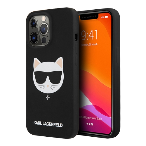 Чехол Karl Lagerfeld Liquid silicone Choupette Hard для iPhone 13 Pro Max, черный