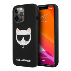 Чехол Karl Lagerfeld Liquid silicone Choupette Hard для iPhone 13 Pro Max, черный