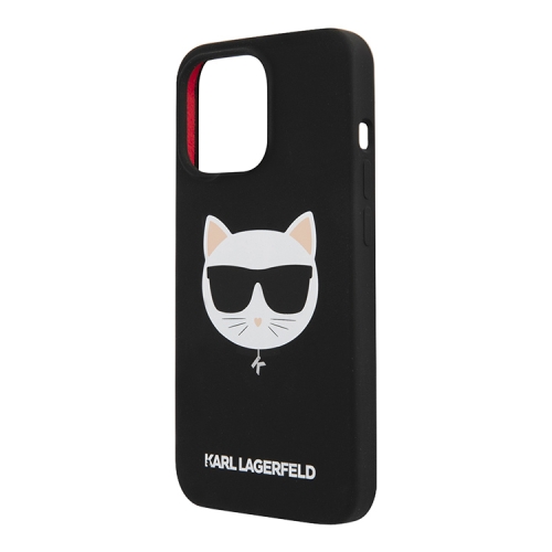 Чехол Karl Lagerfeld Liquid silicone Choupette Hard для iPhone 13 Pro Max, черный