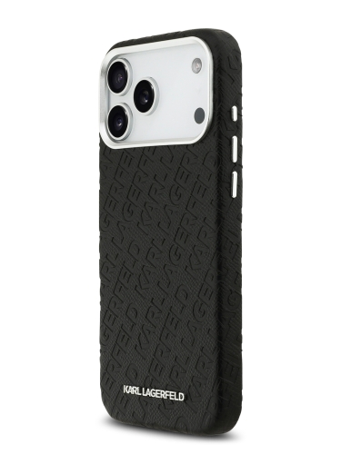 Karl Lagerfeld для iPhone 17 Pro чехол PU Full Wrapped Repeated logo Metal Cam Hard Black (MagSafe)