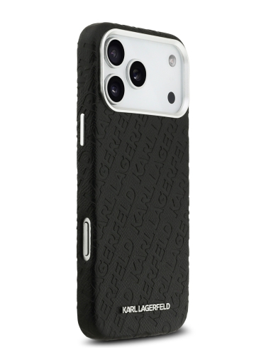 Karl Lagerfeld для iPhone 17 Pro чехол PU Full Wrapped Repeated logo Metal Cam Hard Black (MagSafe)