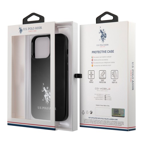 Чехол U.S. Polo Logo Small horse Hard для iPhone 13 Pro Max, черный