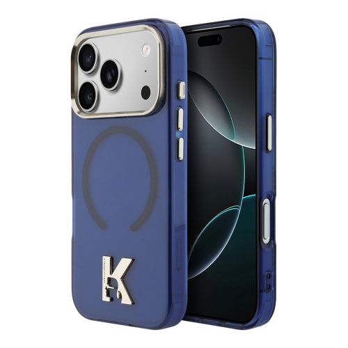 Karl Lagerfeld для iPhone 17 Pro чехол IML K HEAD Metal logo & Camera прозрачный/синий (MagSafe)