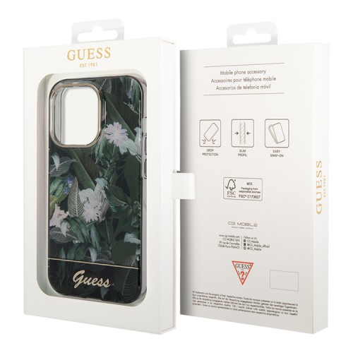 Чехол Guess Jungle w Electroplated camera Hard для iPhone 14 Pro Max, зеленый