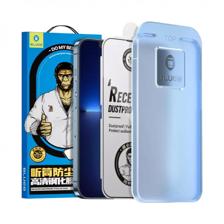 Защитное стекло BLUEO Large arc Dustproof для iPhone 14 Pro, черная рамка (+installer)