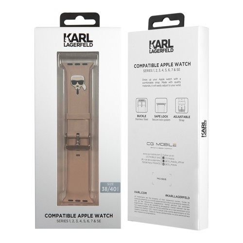 Ремешок Lagerfeld Silicone Karl head для Apple Watch 42-41-40 mm, розовый
