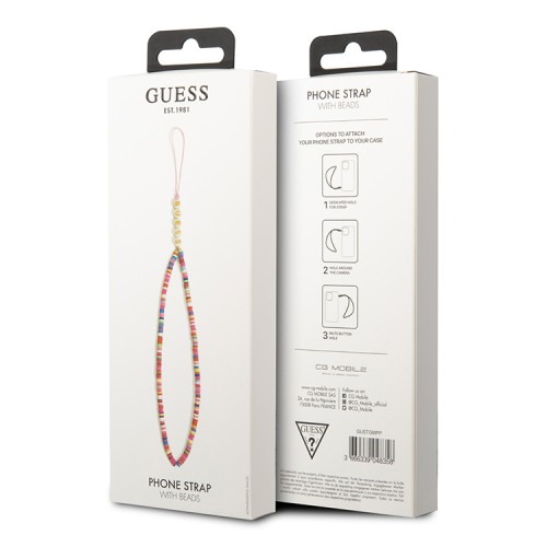 Шнурок на кисть Guess Heishi Beads Multicolor (25 см), розовый