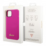 Чехол Guess Liquid Silicone Gold Metal logo для iPhone 14, фуксия