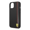 Чехол Ferrari PU Smooth/Carbon Vertical with metal logo Hard для iPhone 14 Plus, черный