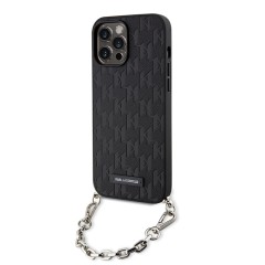 Чехол Lagerfeld PU Saffiano Monogram + Wrist chain Hard для iPhone 13 Pro Max, черный