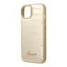 Чехол Guess PU Croco metal logo Hard для iPhone 14, золотой