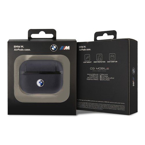 BMW для Airpods Pro 2 чехол Signature leather with metal logo Navy