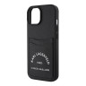 Karl Lagerfeld для iPhone 15 чехол Cardslot PU Saffiano RSG 3D rubber logo Hard Black