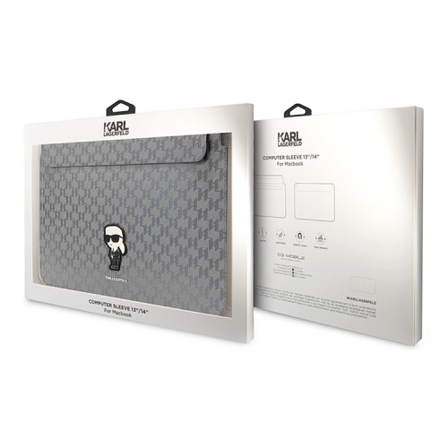 Karl Lagerfeld для ноутбуков 13"/14" чехол Saffiano Sleeve Monogram NFT Karl Ikonik Silver