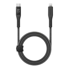 EnergEA Кабель FLOW USB-C to Lightning MFI C94 PD60W 3A DISPLAY Nanoweave Magnetic tie Black 1.5m