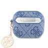 Guess для Airpods 3 чехол PU leather 4G with metal logo and Diamond charm Blue