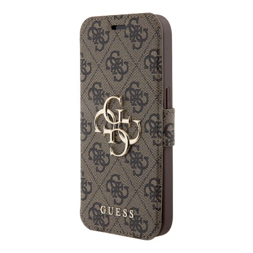 Guess для iPhone 15 Pro Max чехол PU 4G Big metal logo Booktype Brown