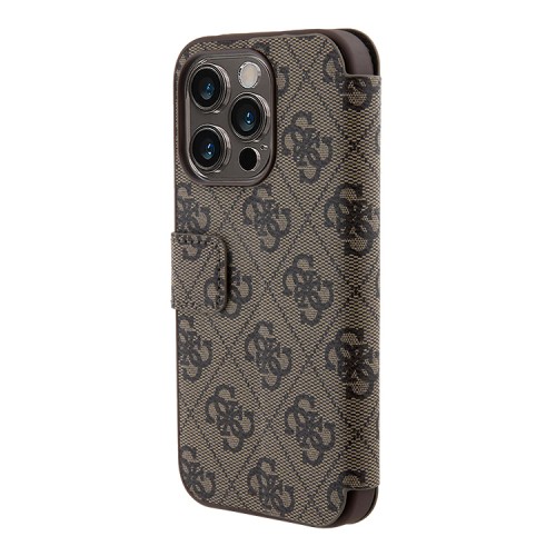 Guess для iPhone 15 Pro Max чехол PU 4G Big metal logo Booktype Brown