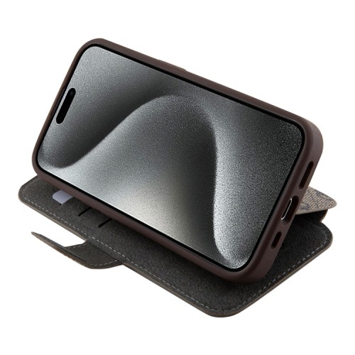 Guess для iPhone 15 Pro Max чехол PU 4G Big metal logo Booktype Brown