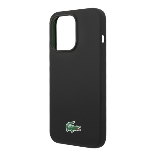 Lacoste для iPhone 15 Pro Max чехол Liquid silicone Croc Logo Hard Black (MagSafe)