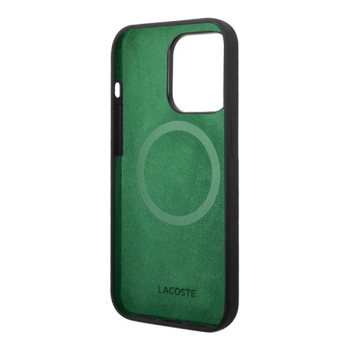 Lacoste для iPhone 15 Pro Max чехол Liquid silicone Croc Logo Hard Black (MagSafe)
